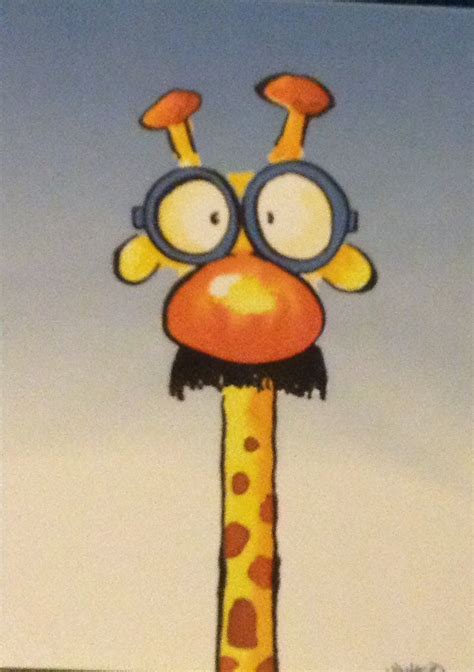 Crazy Giraffe Postcard Art Folk Art Postcard