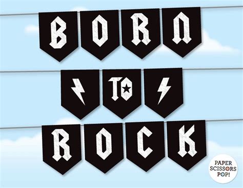 Born To Rock Banner One Rocks Banner Template Instant Etsy Rock And