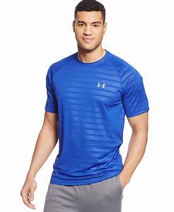 Under Armour Heatgear Tech Short Sleeve Patterned T Shirt In Blue For