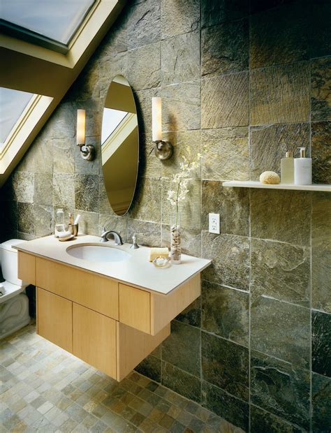 Stone tiles make an elegant, yet tough, floor for bathrooms. SMALL BATHROOM TILE IDEAS PICTURES