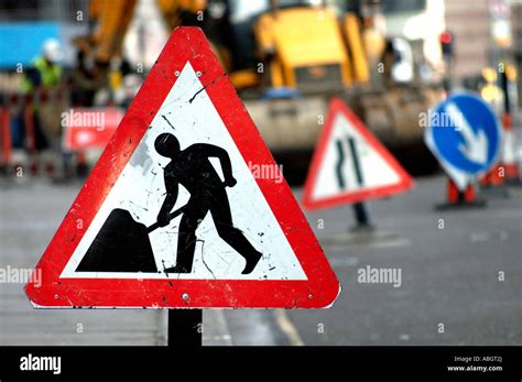 Roadworks Sign Stock Photo Alamy