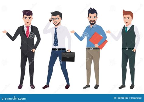 Business Man Vector Characters Set With Professional Male Office And