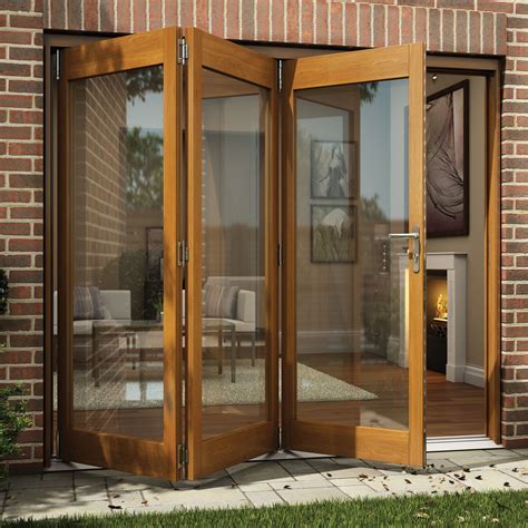 Oak Veneer Glazed Folding Patio Door H2105mm W2405mm Departments