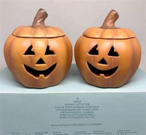 Partylite Pumpkin Jack O Lantern Votive Candle Holder X2 Halloween