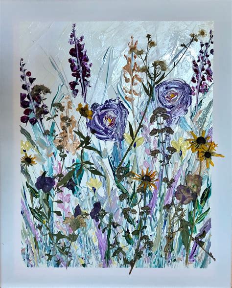 Textured Acrylic Abstract Wildflower Painting Etsy