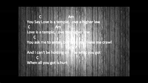 One U2 Lyrics And Chords Youtube