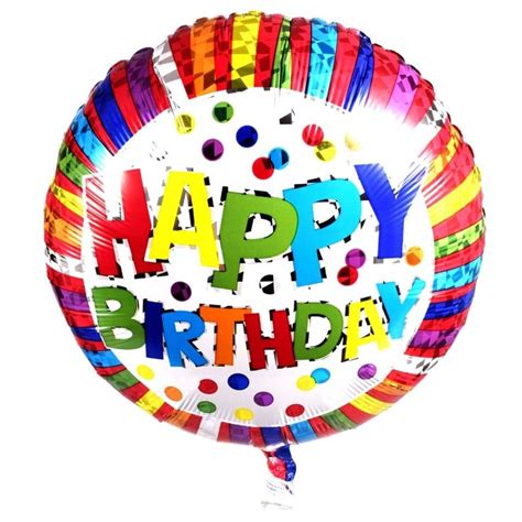 Whimsical Happy Birthday Foil Balloons With Attached Ribbons 18 In