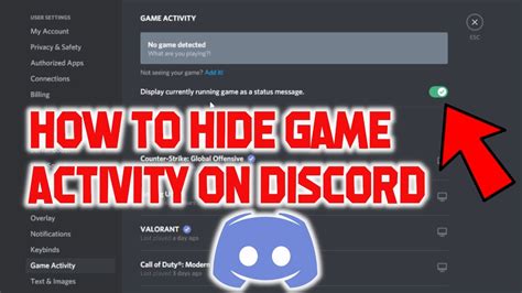 How To Hide Game Activity On Discord Youtube