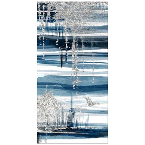 Blue And Silver Leaf 40 High Triptych Canvas Wall Art 63a82 Lamps