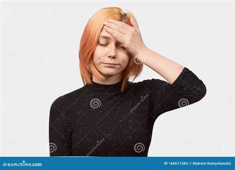 Young Woman Puts Hand To Face In Shame Facepalm Stock Image Image Of