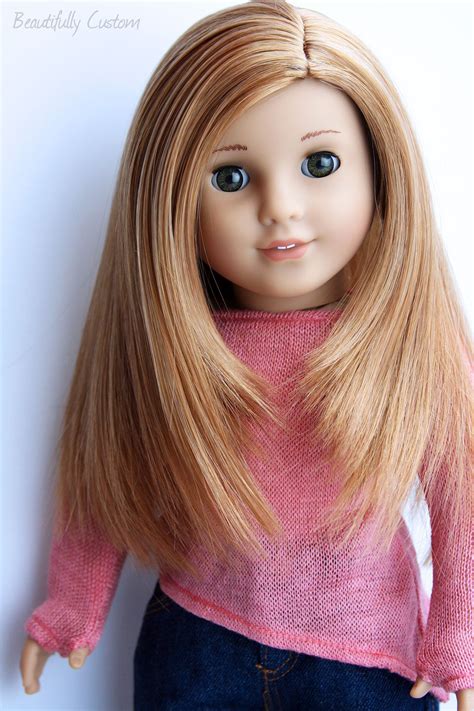 Custom American Girl Doll ~ Hazel Green Eyes And Light Ginger Layered Red Hair Custom