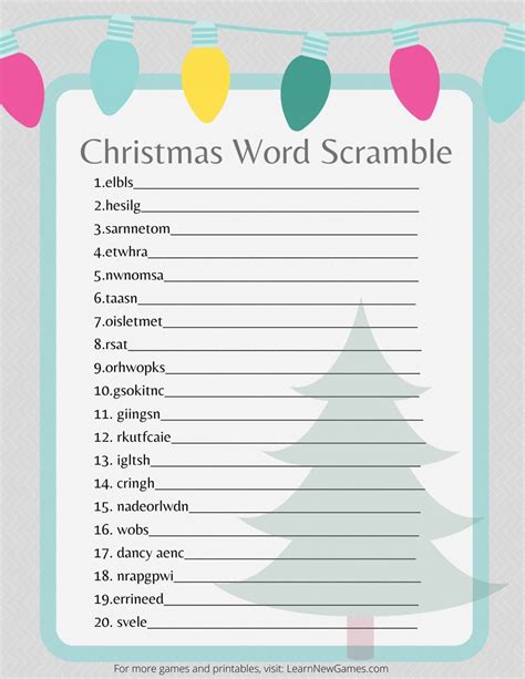 Free Christmas Word Scramble Game Pdf Learn New Games