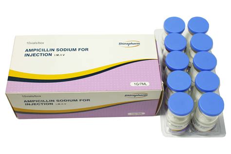 Antibiotic Medicine Ampicillin Sodium For Injection 1g 7ml Shinepharm