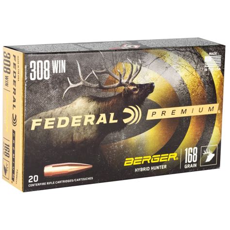 Federal Premium 308 Winchester 168gr Berger Hybrid Hunter 20 Round Box