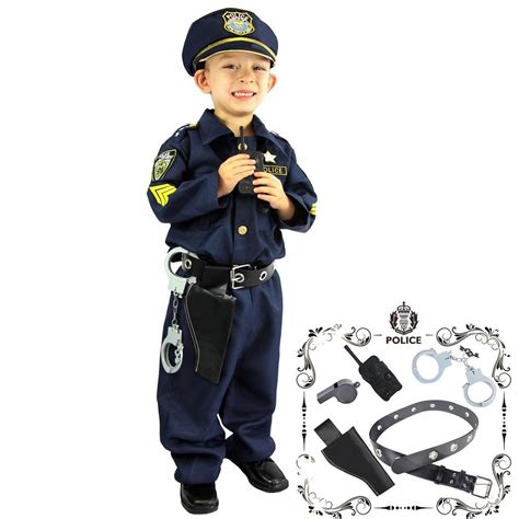 Police Officer Costume Role Play Kit 5 7yo Kids Uniform Accessories