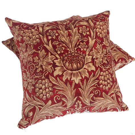 William Morris Red Velvet Sunflower Cushion