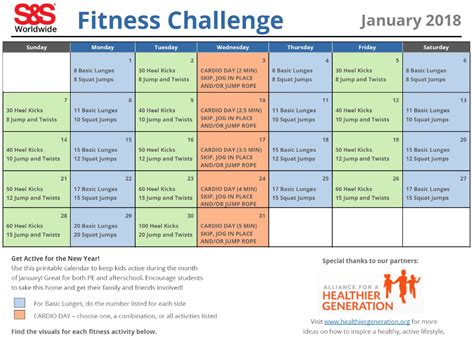 Printable Fitness Challenge Calendar For Kids Keeping Students Active