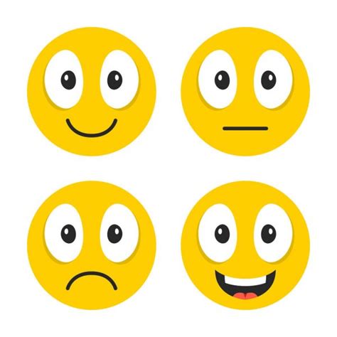 Emoji Set Cute Emoticons Happy Sad Neutral Laughing Emoji Cartoon