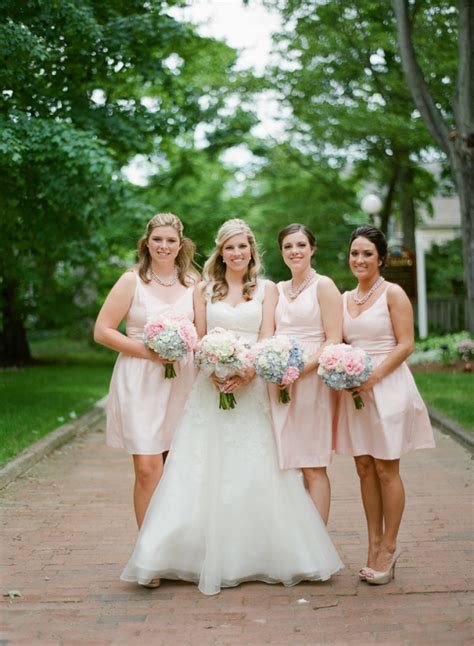 Short Light Pink Bridesmaids Dresses Elizabeth Anne Designs The
