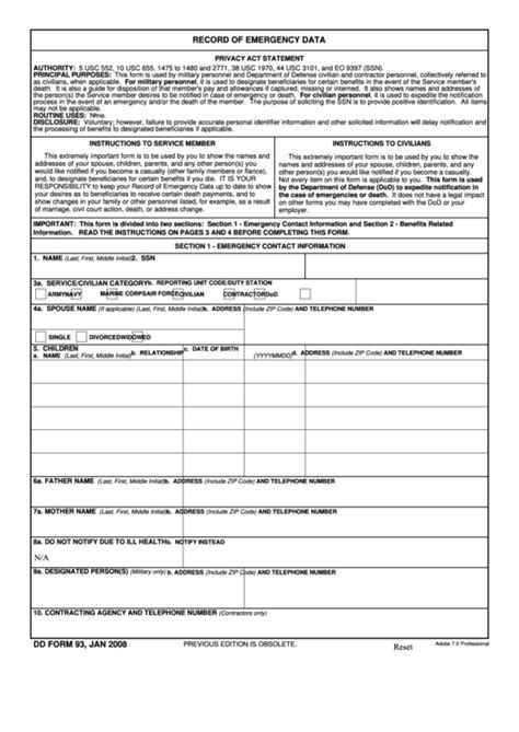 Dd93 Fillable Form Printable Forms Free Online