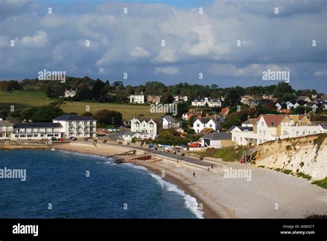 Beach And Chalk Cliffs Of Freshwater Bay Isle Of Wight England