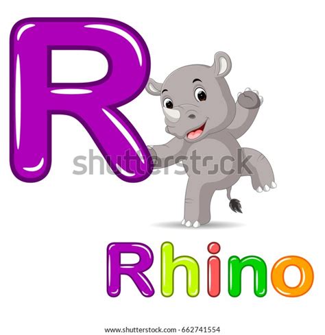 Vector Illustration Animals Alphabet R Rhino Stock Vector Royalty Free