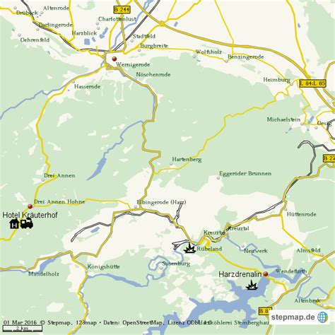 Übersichtskarte des harzes mit dem nationalpark harz. StepMap - Harz - Landkarte für Welt