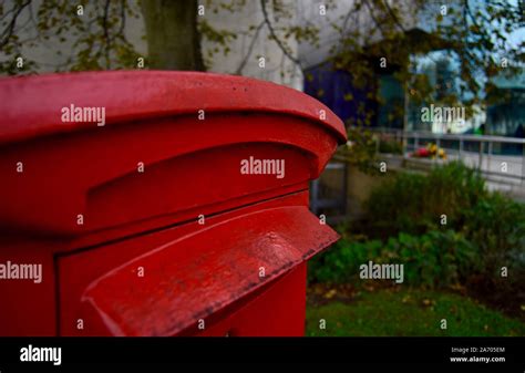 A Shallow Depth Of Field Image Of A Typical Red British Post Box Stock