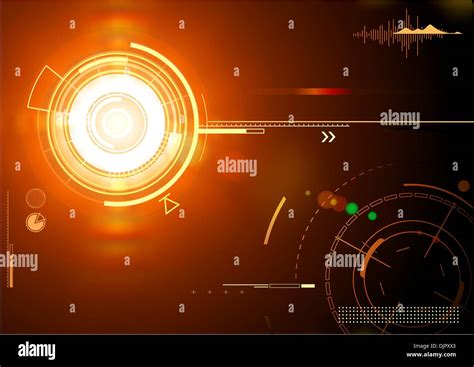 Vector Illustration Of Orange Abstract Techno Background Stock Vector