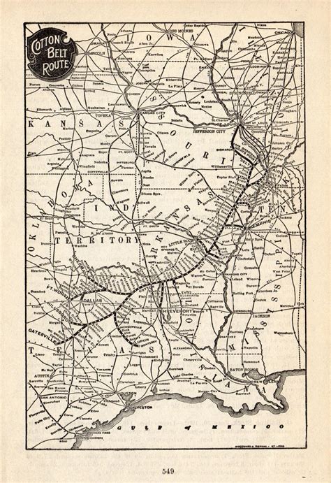 1906 Antique Cotton Belt Route Railway System Map St Louis Etsy