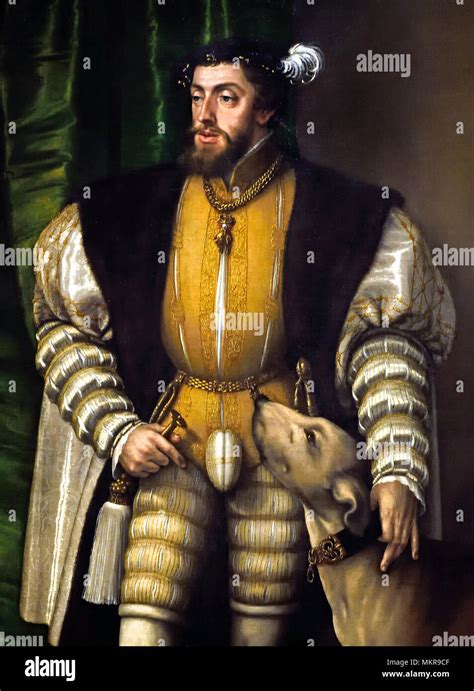 Charles V Holy Roman Emperor With His English Water Dog 1532by