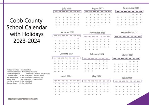 Cobb County School Calendar With Holidays 2023 2024