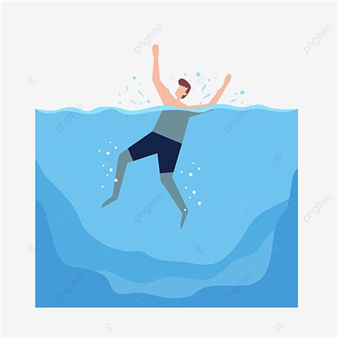 Gambar Lelaki Berenang Tenggelam Dalam Konsep Laut Ilustrasi Berenang