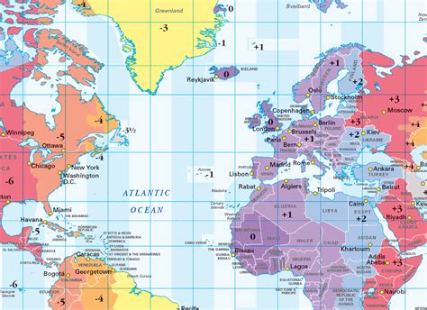 World Time Zones Map Colour Blind Friendly Size A2 Cosmographics Ltd