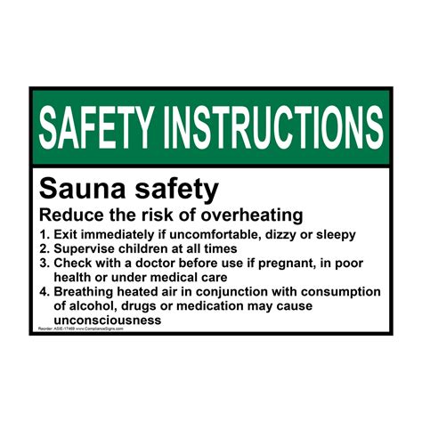 Portrait Ansi Sauna Safety Reduce The Risk Sign Asiep 17469