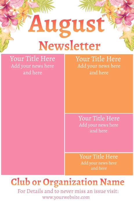 August Newsletter Template Postermywall