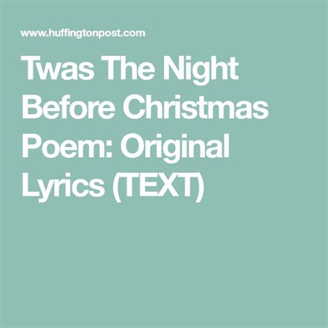 Twas The Night Before Christmas Lyrics Printable