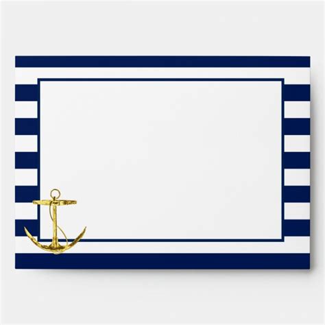 Navy Blue Stripes Classic Nautical Wedding Envelope Zazzle