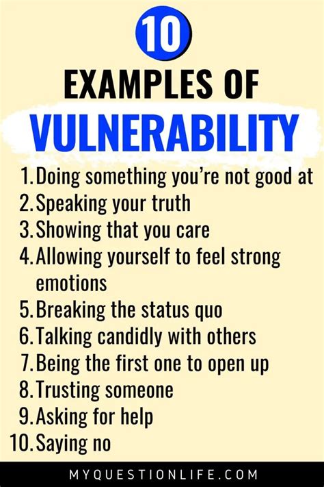 Vulnerability Examples Being Vulnerable In Your Everyday Life My Question Life
