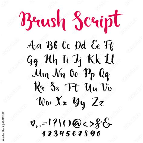 Brush Script With Lowercase And Uppercase Letters Keystrokes And