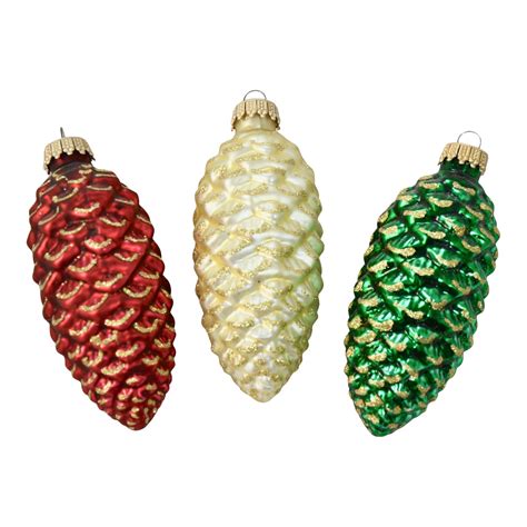 Glass Pine Cone Ornaments Set Of 3 Chairish