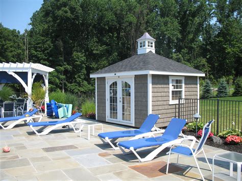 8x10 Pool Shed With Hip Roof Pool Shed Pool Sheds Pool Storage