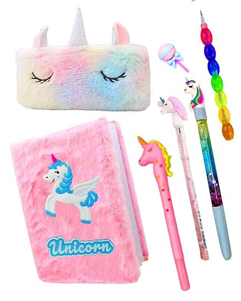 buy kobbet® 7 piece unicorn stationery set for girls a6 size unicorn diary notebook for girls