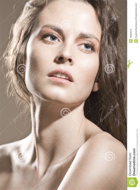 Face Of A Girl With Natural Makeup Stock Image Image Of