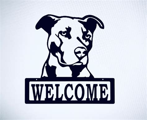 Pitbull Dog On Premises Steel Metal Sign Or Pitbull Welcome Etsy