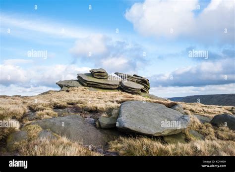Moorland Landscape With A Gritstone Rock Formation Fairbrook Naze