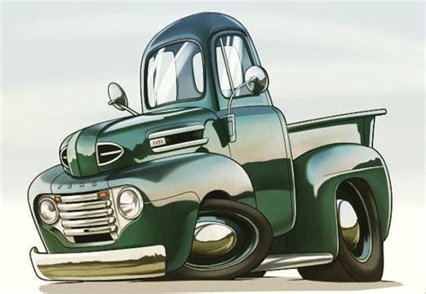 1948 50 Ford Pickup Truck Cartoon Art Car Drawings Car Cartoon