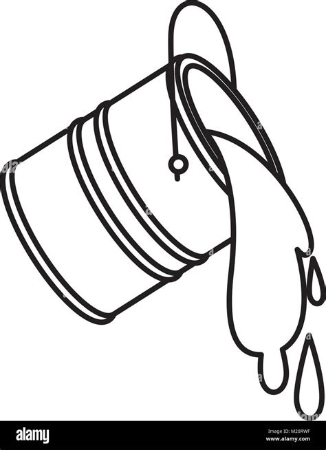 Bote de pintura, derramando icono en contorno negro Imagen Vector de