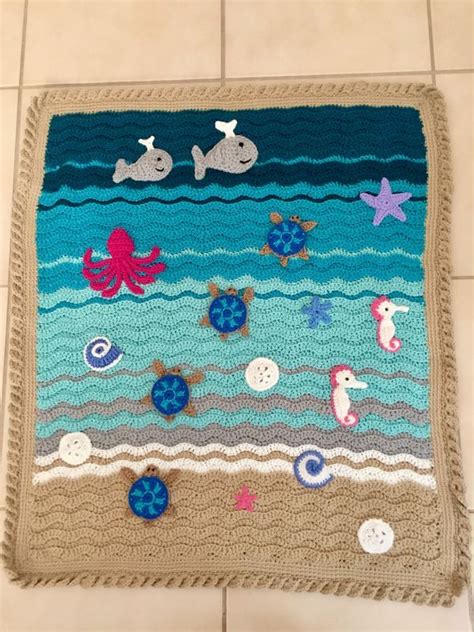 Under The Sea Baby Blanket Baby Boy Crochet Blanket Knitted Baby
