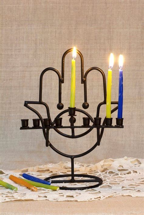 red menorah hanukkah jewish decor made in israel candle etsy israel menorah etsy candles